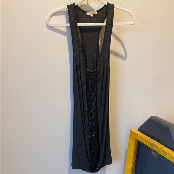 Black Tank Dress with Sequin Detail - Picture 1 of 4